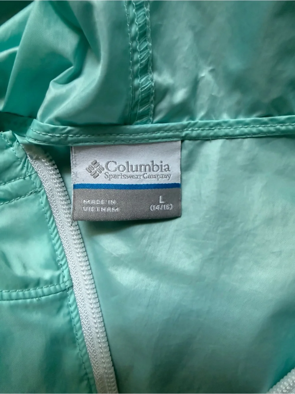 Columbia Light Blue/Turquoise Windbreaker Hoodie